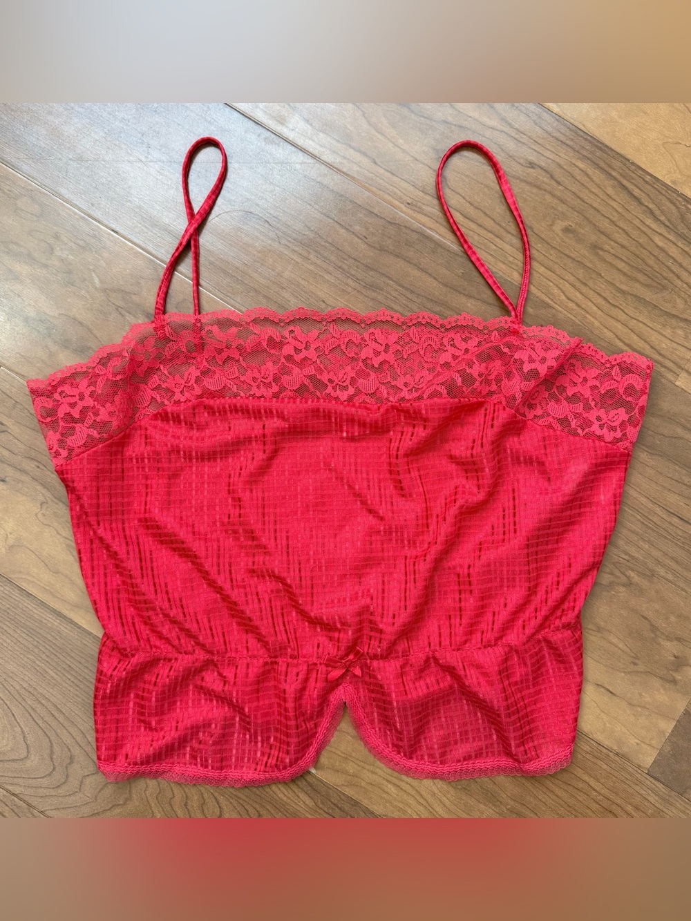 Vintage Sasson Tank Top Camisole Large Red Lace‎ Romantic Cottagecore Lingerie